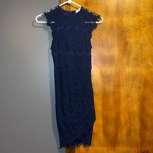 Navy Blue Lace Cocktail Dress